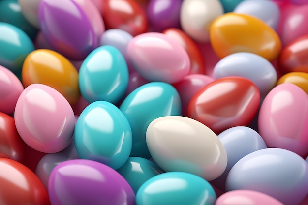 Счастливого пасхального дня желает фон с красочными 3D-яйцами