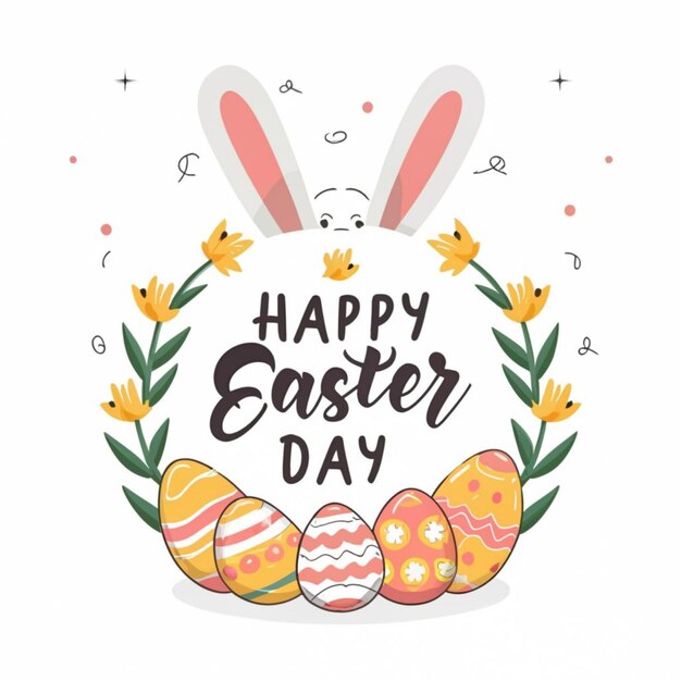 Photo happy easter decoration with typography design