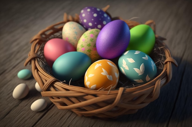 Happy Easter, Easter Joy with Gold Eggs and Nests on a Isolated Background