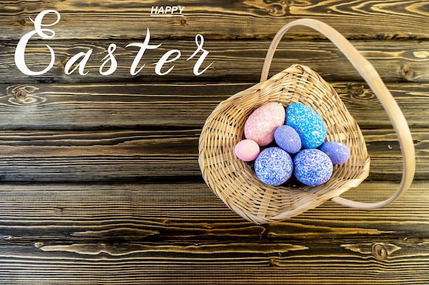 Happy easter Flat Lay Internet banner with Copy Space on Easter