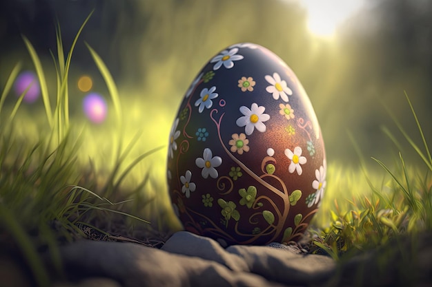 Happy Easter Greeting Background Illustration Generative AI