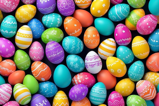 Photo happy easter greeting background with colorful eggs generative ai