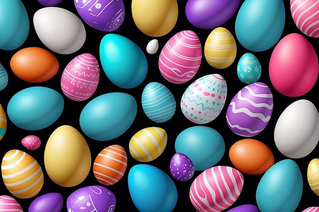 Happy Easter Greeting Background with Colorful Eggs Generative AI
