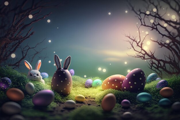 Happy Easter Holiday Background Illustration AI Generative