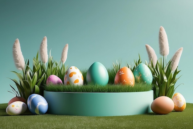 Счастливая пасхальная открытка с красочными крашеными яйцами