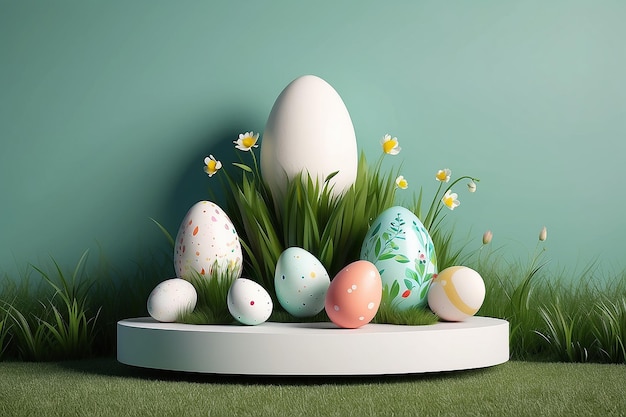 Счастливая пасхальная открытка с красочными крашеными яйцами