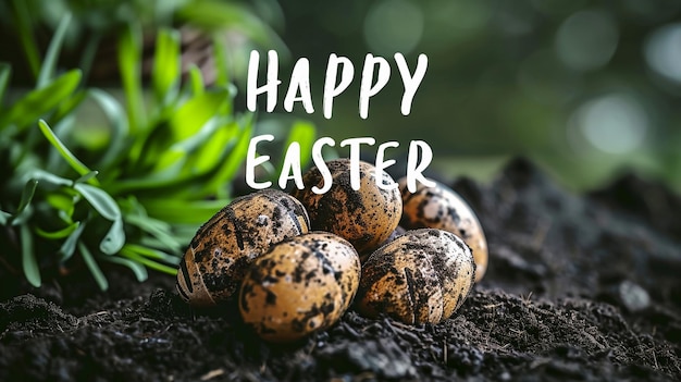 Happy easter holidays top viewSpring Easter background