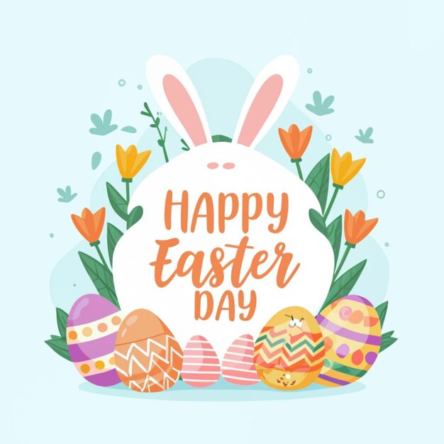 happy Easter illustration typography Free vector flat background for easter holiday