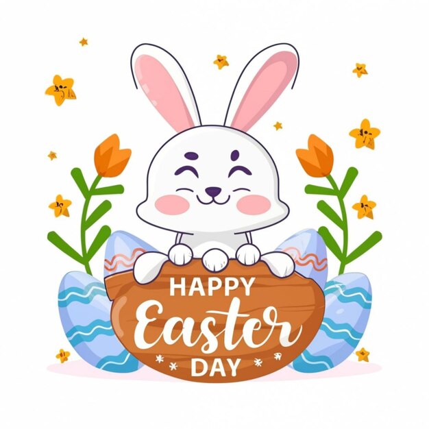 Photo happy easter illustration typography free vector flat background for easter holiday