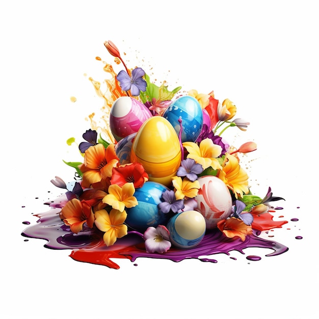 Happy Easter isolated on white Generative ai