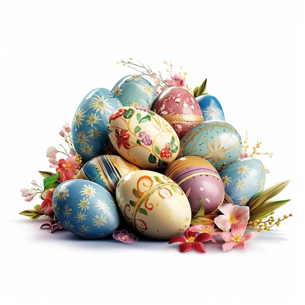 Happy Easter isolated on white Generative ai