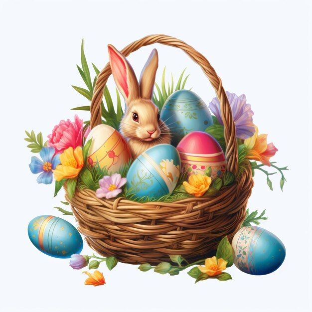 Happy Easter isolated on white Generative ai