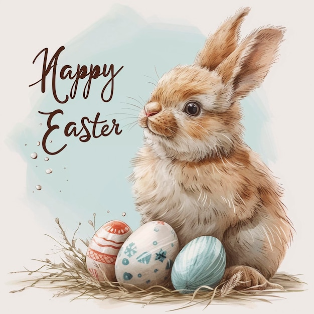 Happy Easter postcard poster greeting card Generative AI