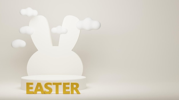 Espositore per prodotti di buona pasqua podio di pasqua su sfondo oro rendering 3d