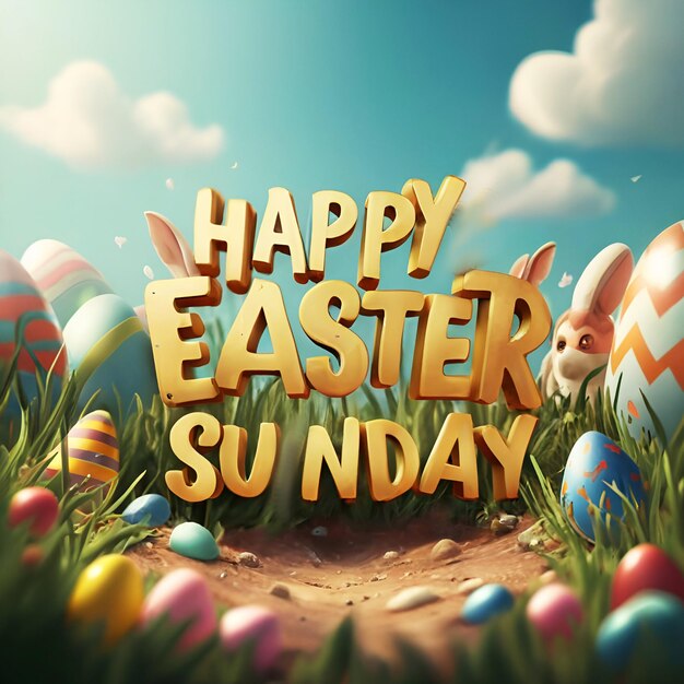 Photo happy easter sunday cinematic 3d render photo