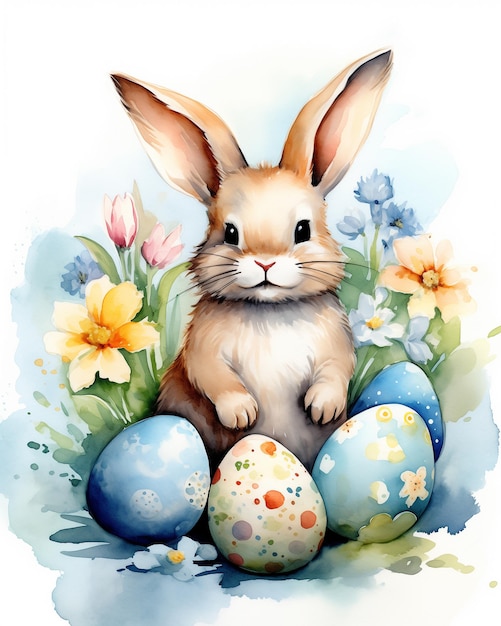 Счастливая Пасха Векторная иллюстрация домашнего уютного праздника с корзиной и зайцем Пасхальные яйца рисунок