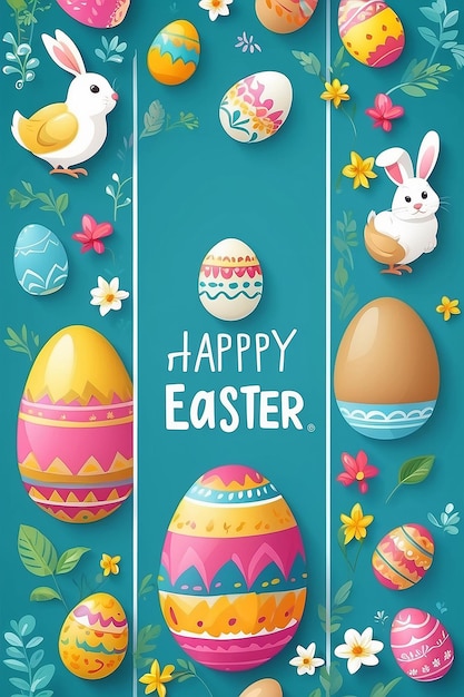 Happy easter vertical poster template with for easter celebration