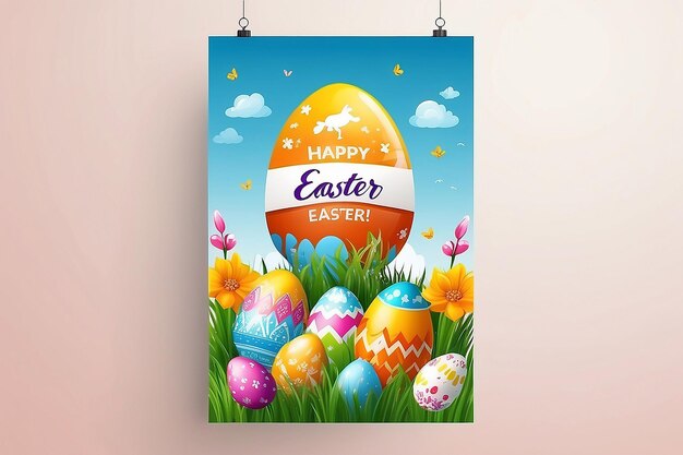 Photo happy easter vertical poster template with for easter celebration