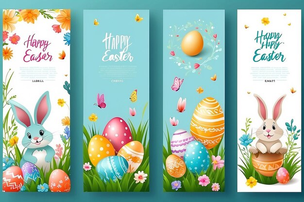 Happy easter vertical poster template with for easter celebration