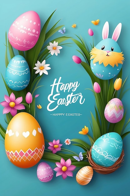 Happy easter vertical poster template with for easter celebration