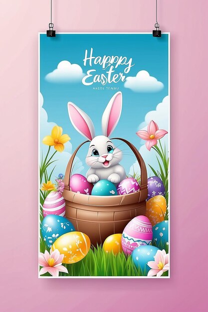 写真 happy easter vertical poster template with for easter celebration