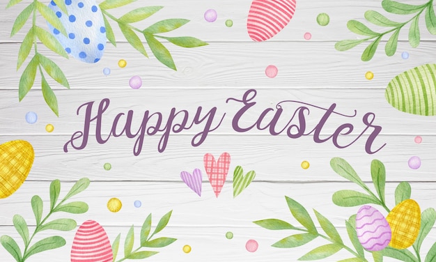 Happy easter watercolor background