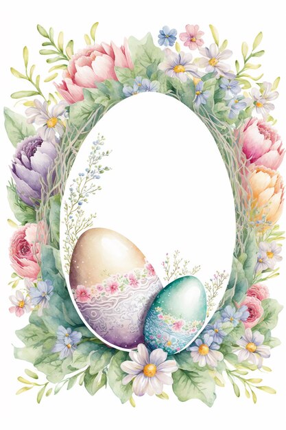 Happy Easter Watercolor Frame