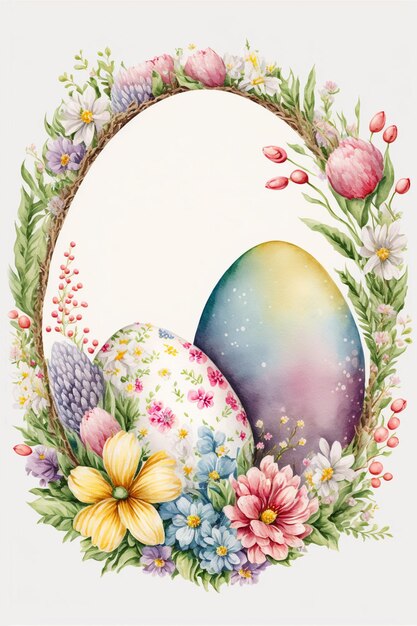 Happy Easter Watercolor Frame