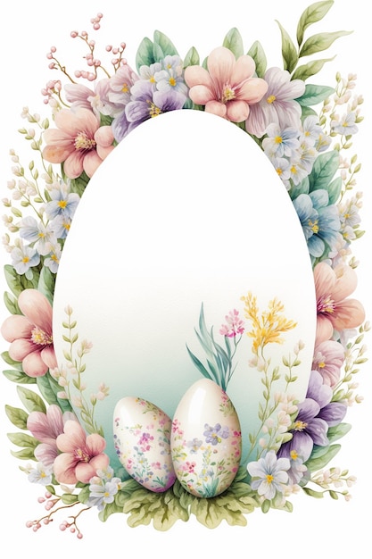 Happy Easter Watercolor Frame