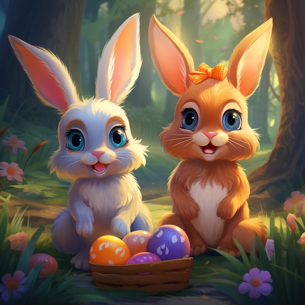 happy easter with cute bunny AI generated