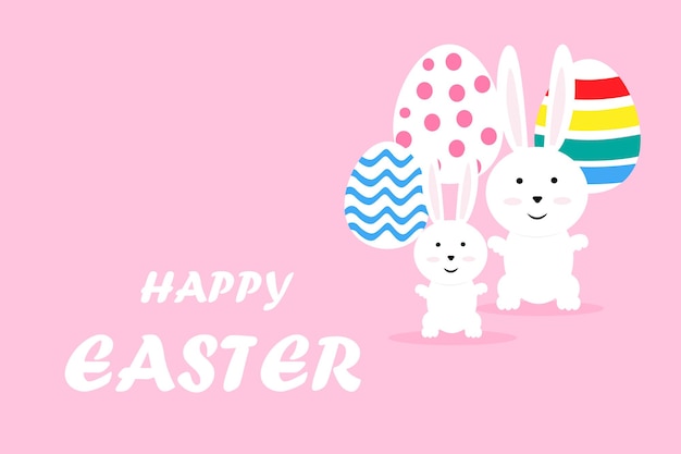 Happy Easter with cute bunny design.