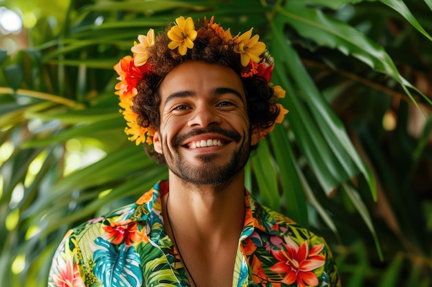 Happy Eclectic Male Age 30 in Tropical Wonderland