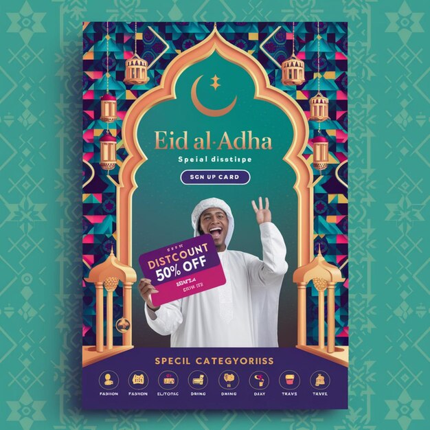 Photo happy eid al adha discount card template