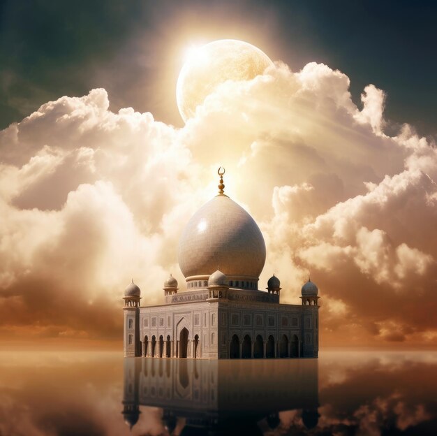 해피 이드 알 아드하 구름 속의 모스크