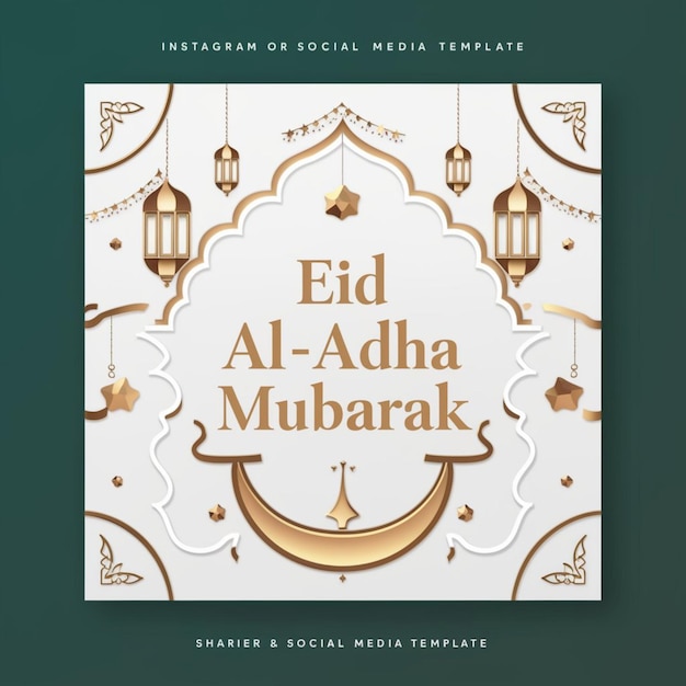 Photo happy eid al adha mubarak social media banner template