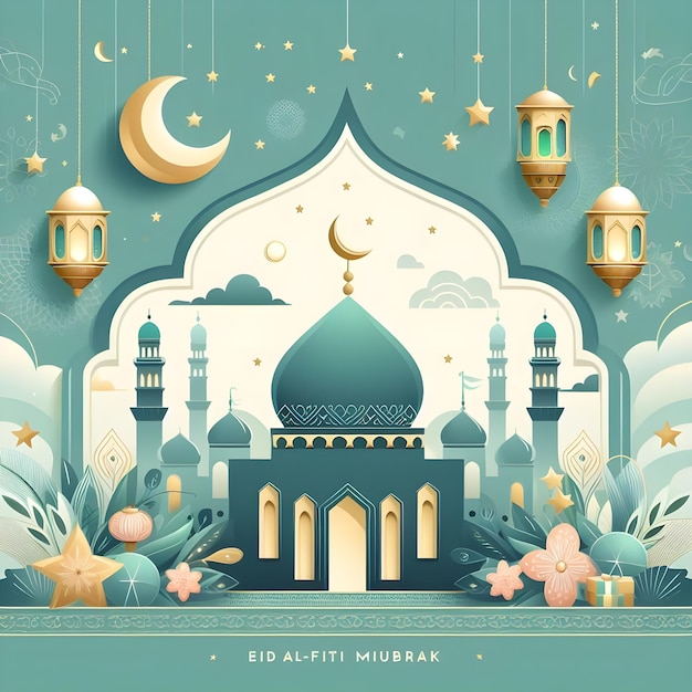 Happy Eid al Fitr Mubarak clean Design