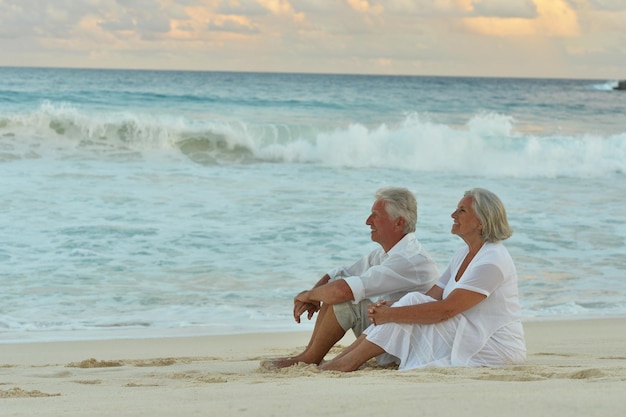 Happy elderly couple resting