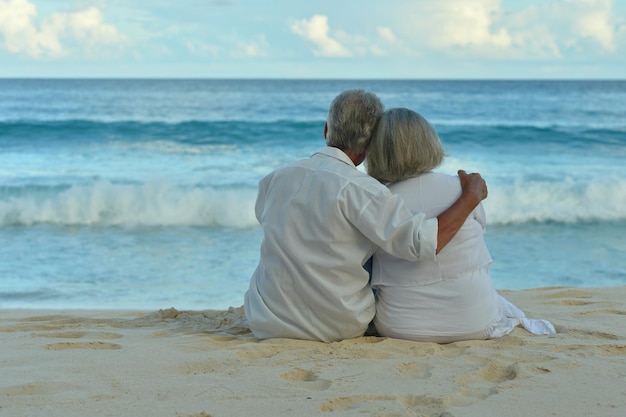 Happy elderly couple resting