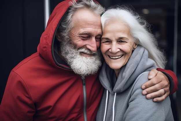 Happy elderly couple smiling together