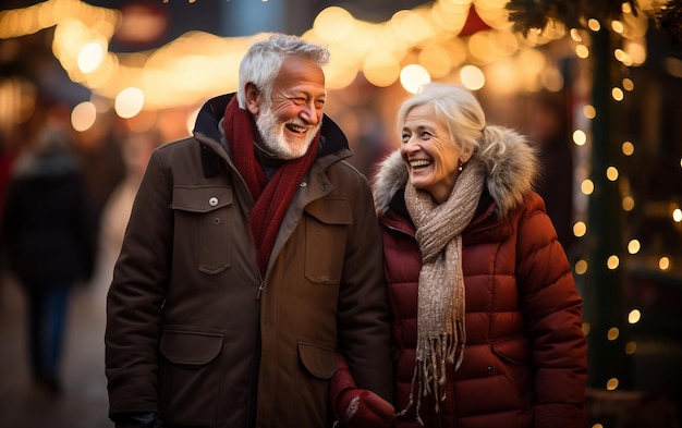 Happy Elderly Couple Walking in the Park