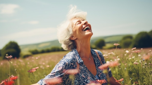 happy elderly woman