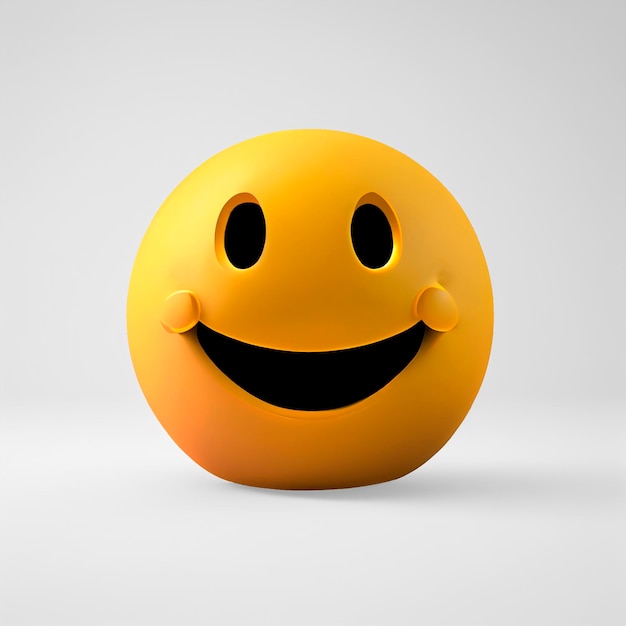 Happy emoji, icon, 3d rendering, isolated