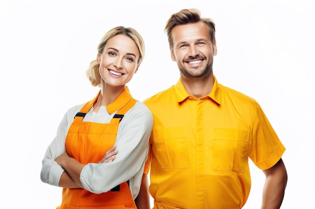 Happy employees in uniform