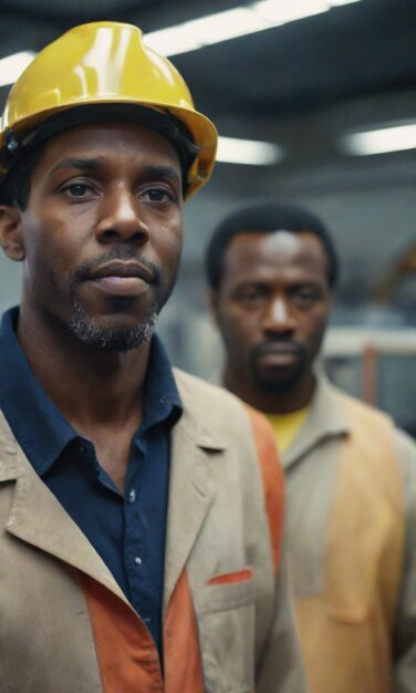 A happy engineer worker group portraits in construction site