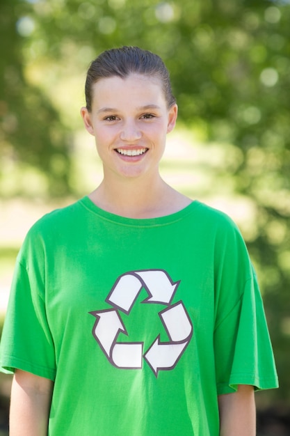 Happy environmental activist in the park