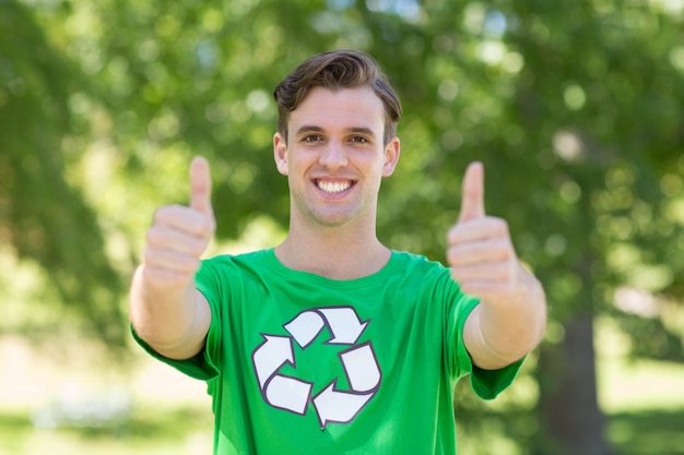 Happy environmental activist in the park