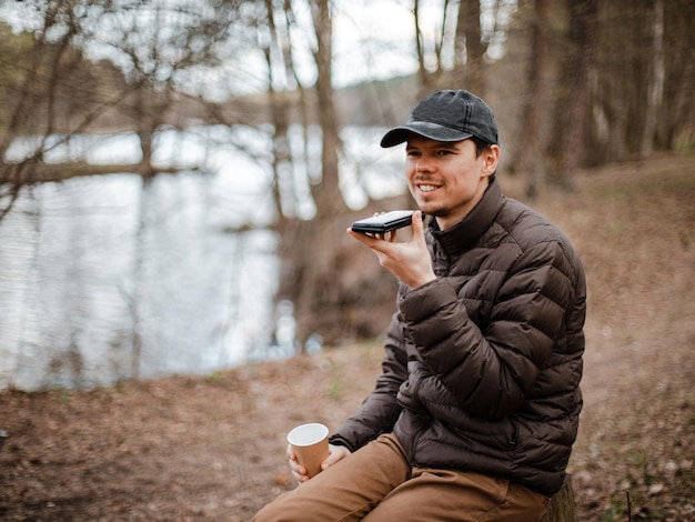 Happy European male portrait outdoor