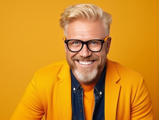 Happy european man in casual clothing against a neutral background