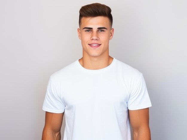 Photo happy european man in casual clothing against a neutral background