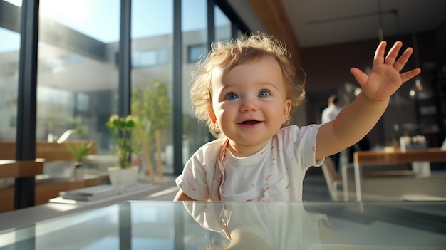 happy excited cheering baby photo